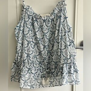 Lovestitch Boho Cottagecore Blue & White Floral Print Camisole – Size Large